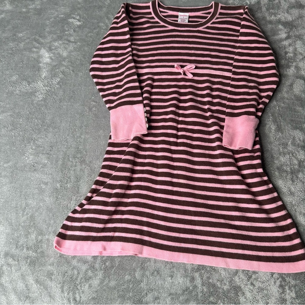 Vintage y2K Gymboree Little Girls Pink and Brown Sweater Dress Size 6 Cotton